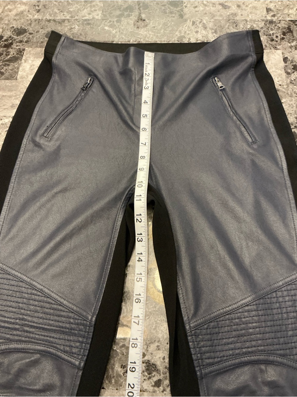 BCBGMaxAzria Black/Navy Combo Kalin Motorcycle Faux-Leather Skinny Legging Med - Picture 12 of 12
